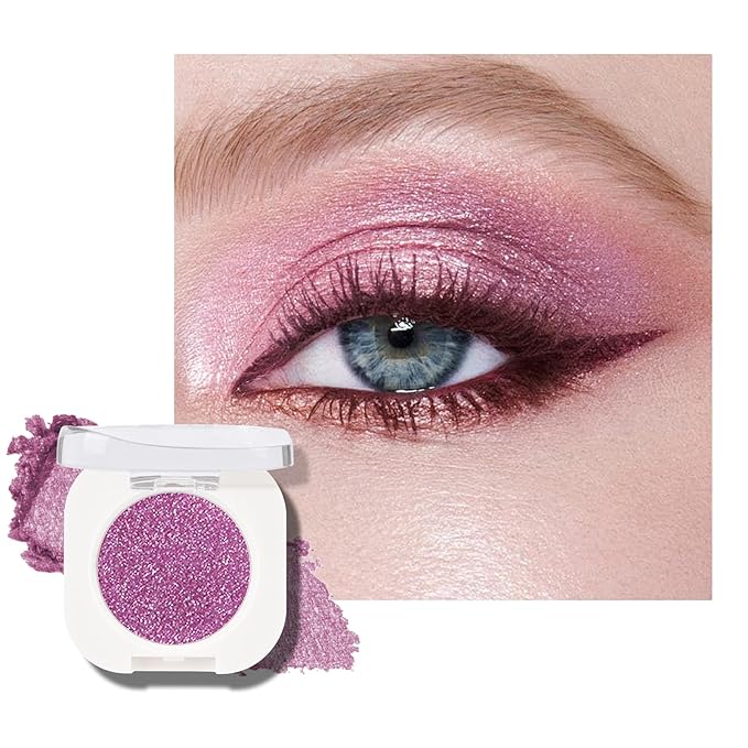 KYDA Single Glitter Eyeshadow, Bright Purple Diamond Glow Eyeshadow, Ultra-fine Lightweight Powder, Blendable Formula, Daily Glitter Eyes Makeup, Glam Rock