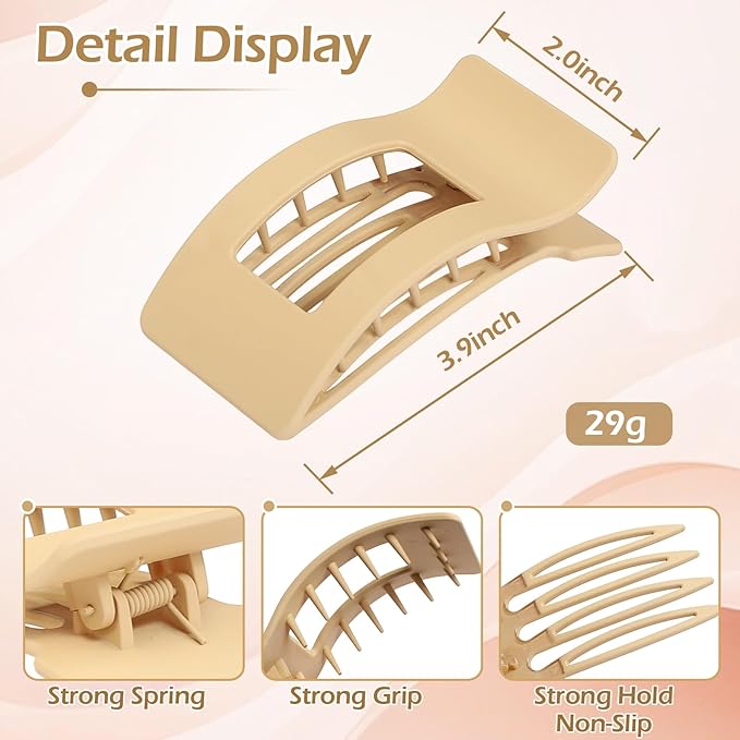 French Flat Hair Clips for Women 6pcs Hair Claw Clips for Thick or Thin Hair Matte Claw Clips for Girls Barrettes Non-Slip Strong Hold Hair Accessories for Women (Light Colorful)