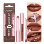 BestLand 3PCS Lip Liner and Lipstick Combo Set - Matte Lip Liner Pencil, Velvet Matte Lipstick & Hydrating Collagen Lip Gloss - Long-Lasting, Smudge-Proof, Nude Brown Lip Makeup Kit (#4 Nude Brown)
