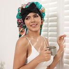 AWAYTR Long Satin Bonnet for Braids - Elastic Silk Hair Bonnets for Sleeping Night Cap Stretchy Tie Band for Women（Flower A）
