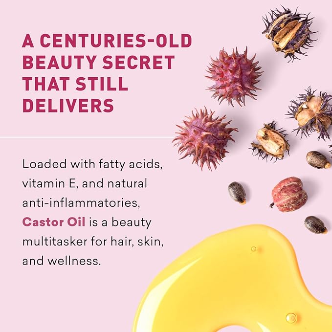 Cold-Pressed Castor Oil – 100% Pure & Hexane-Free | Hair Growth, Eyelashes & Eyebrows Serum | Deep Moisturizer for Skin & Face | Ideal for Castor Oil Packs & Scalp Treatment (8 FL. Oz.)