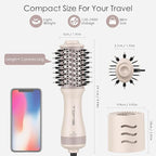 Blow Dryer Brush, Hair Dryer Brush in One, 600W Oval Hot Air Volumizer & Straightener, Anti-Frizz Blowout Styling Brush, Dual Voltage 110–240V Travel (2 Inch) Pink