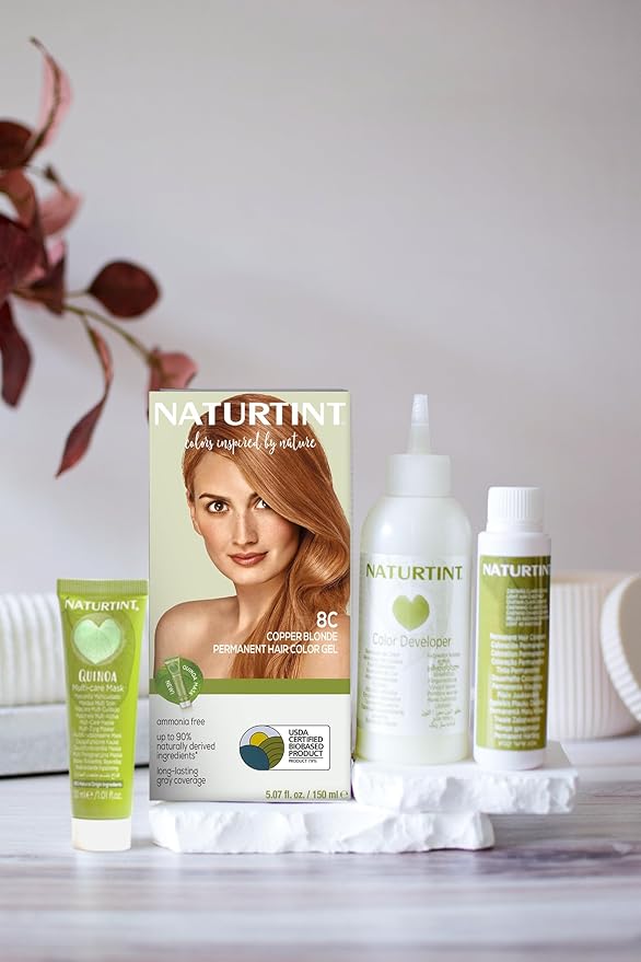 Naturtint 8C Copper Blonde Permanent Hair Color (Pack of 6), Ammonia Free, Vegan, Cruelty Free, up to 100% Gray Coverage, Long Lasting Results (Packaging may vary)