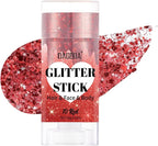 DAGEDA Red Body Glitter Stick,Sparkly Face Glitter Makeup,Holographic Hair Glitters Mermaid Makeup Rave Outfits for Women, Shimmer Face Paint Stick Singer Concert Accessories