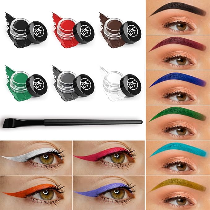 Eyeliner Gel Set,Long Lasting Waterproof High-Intensity Pigments Smudge-Proof Eye liner Makeup With 5.51 IN Long Eyeliner Brush Water-Resistant Creamy Gel 5G-Dark Grey