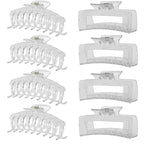 Clear Hair Clips for Women -8 Pack 4.3 Inch Large Matte Banana Claw Clips for Women Thin Thick Curly Hair, Big Strong Hold jaw