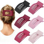 French Flat Hair Clips for Women 6pcs Hair Claw Clips for Thick or Thin Hair Matte Claw Clips for Girls Barrettes Non-Slip Strong Hold Hair Accessories for Women (Pink Purle)