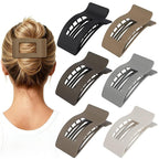 French Flat Hair Clips for Women 6pcs Hair Claw Clips for Thick or Thin Hair Matte Claw Clips for Girls Barrettes Non-Slip Strong Hold Hair Accessories for Women (Brown Grey)