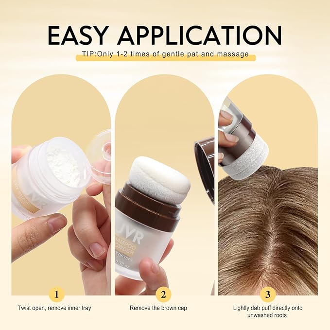 JVR Dry Shampoo Powder Absorbs Oil in Hair, Volumizing, Dry Shampoo for Women & Men, Freshens Hair, Mattifying Root Boost with Tea Extract, Non-Aerosol for Oily Hair Travel Size 0.35 oz (Original)