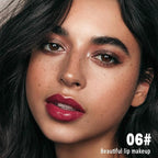 evpct Berry Burgundy Red Shiny Longwear No-Budge Liquid Lip Color Lipstick Makeup, Highly Pigmented Instant Shine, Waterproof Long Lasting Lipstick Women, Lip Stain Gloss with Lip Liner Brush, 06#