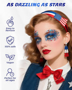 6Colors Face Body Glitter Gel，Holographic Chunky Sequins Body Glitter Paint for Party Singer Concerts Music Festival Rave Accessories for Girls Women Face Body Hair DIY Sparkling Makeup