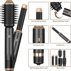 6 in ONE Hair Dryer Brush, Blow Dryer Curling Wand Hair Styling Tools Set, Ionic Hot Air Massage Oval Blowout Hair Dryer, Left&Right Hair Styler 100-120V