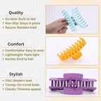 LuSeren 8 Pack Colorful Hair Clips for Women 4.3 Inch Large Hair Claw Clips for Women Thin Thick Curly Hair, Big Banana Clips,Strong Hold jaw clips