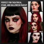 Red Eyeshadow Palette with Mirror Sliver Red Black Tones Matte Shimmer 6 Colors Mini Eye Shadow Pallet Travel Size Highly Pigmented for Joker Vampire Clown Goth Halloween Christmas Makeup