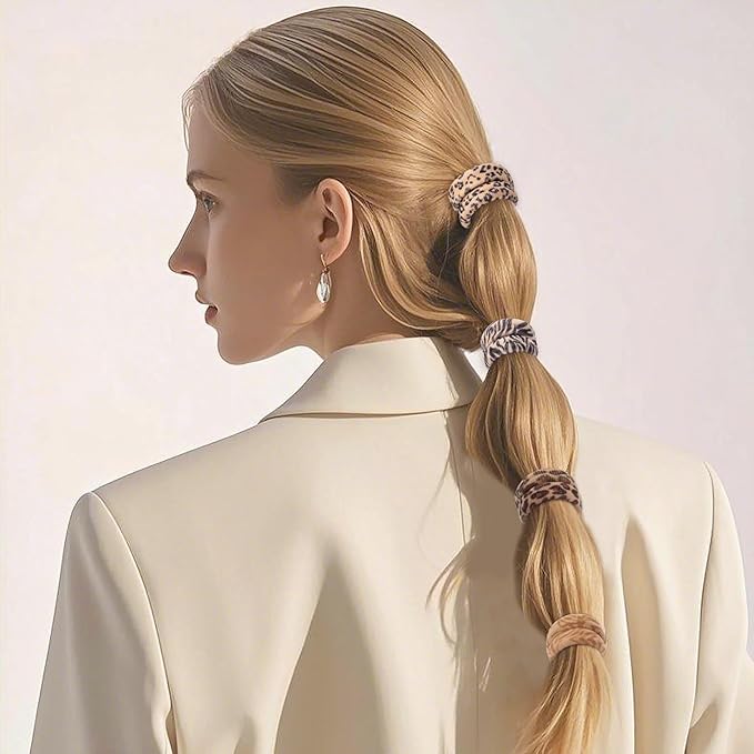 Bessrung 100PCS Seamless Elastic Hair Ties for Women Girls, No Damage Ponytail Holders for Thin Thick Hair, Leopard Animal Print Hair Bands for Women's Hair, Hair Accessories for Girls Christmas Gift