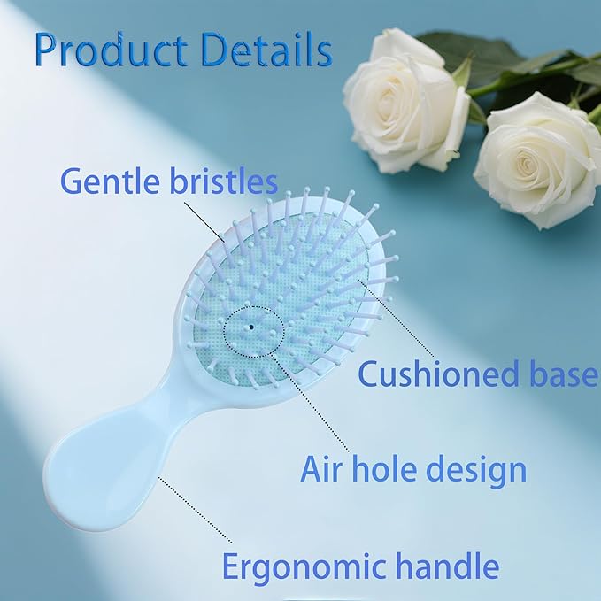 12 pcs Mini Hair Brush,Travel Detangling Brush with Exquisite Packaging Box,Mini Brush for Most Hair Types,Bridesmaid Party Christmas Stockings Filling Wet Hair Brushes (Multicolor)