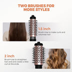 3 in 1 Rotating Hair Dryer Brush, Auto Rotating Blow Dryer Brush Spinning with 2 Brushes (2" & 1.5"), Negative Ionic Brush Blow Dryer, Round Brush Blow Dryer Volumize Curling 100-120V