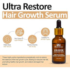 Ultra Restore Hair Growth Serum -Promote Fuller Hair Growth and Reduce Hair Loss, Nurtures Hair Follicle, Hydrates the Scalp, Detox Scalp -Stem Cells, Ashwagandha, Biotin, Keratin