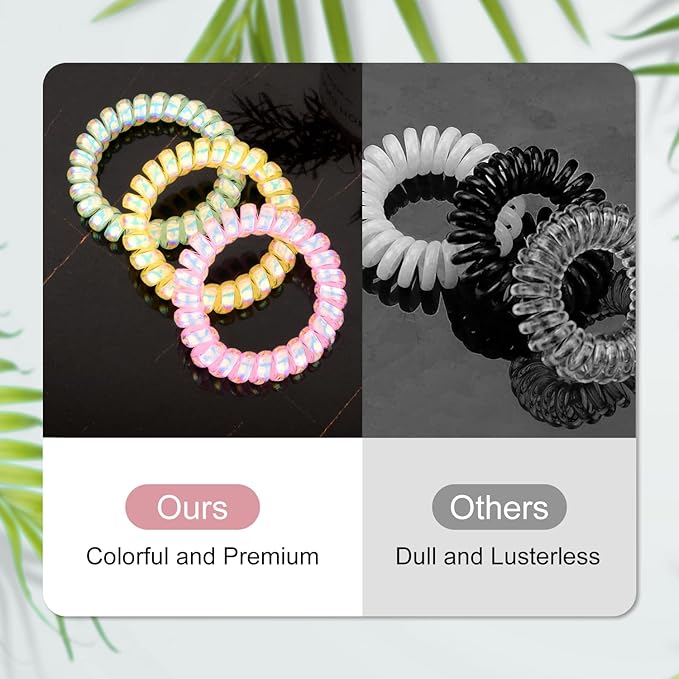 JessLab Spiral Hair Ties for Women, 10-Pack Traceless No-Damage Ponytail Holders, Coils Hair Bands for Girls, Assorted Colors