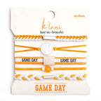K'lani Game Day Hair Tie Bracelets – 5-Pack Stretchy No-Crease Hair Ties & Stylish Bracelets – Team Color Accessory for Hair or Wrist - Orange & White, Medium