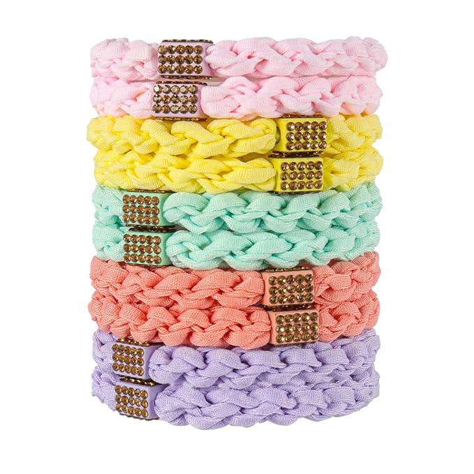 Braided Hair Ties with Crystal Accent, Hair Ties No Damage, 10PCS Ponytail Holders, Elastic Hair Tie for Women Girls's Hair