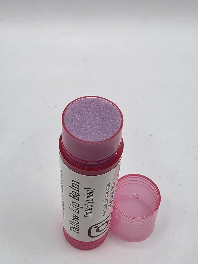 Tallow Lip Balm (3 Pack) (Tinted Lilac) Handmade Grass Fed Beef Tallow Lip Balm with Nourishing Oils