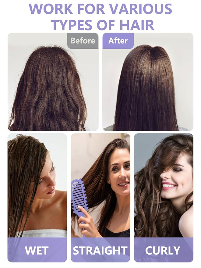 Curl Defining Brush for Curly Hair, 2025 Vented Detangling Brush for Wet, Curl Styling Brush for Women, Less Pulling, Defines & Shapes, Great Gift for Curly Hair Women (Purple)