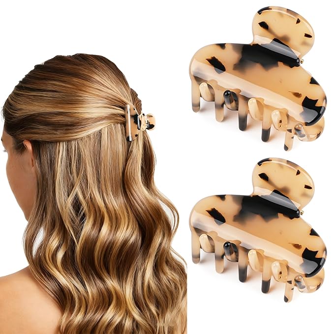 MAORULU 2 Pack Mini Acetate Hair Claw Clips – 1.6 Inch Small Durable Hair Clips for Women & Girls, Strong Hold Tiny Jaw Clips for Bangs & Half Up Hairstyles (Tortoise)