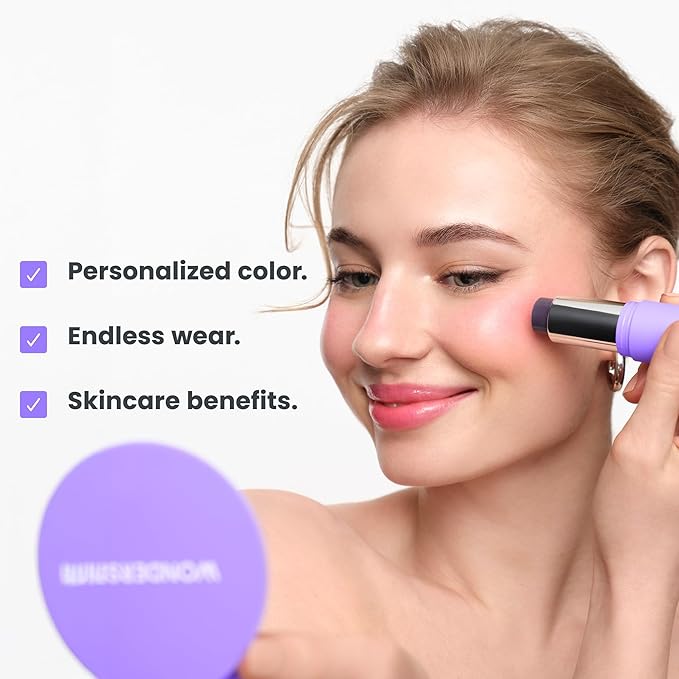 Wonderskin Blush Stick pH-Activated - pHlush Multi-Use Stick, Cream Tint for Cheeks and Lips, Cooling Nourishing Color-Adjusting Makeup