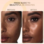 16pc Beginner Mineral Makeup STARTER KIT with 10 BRUSH SET (5gm)Sample Size Foundation, Primer, Blush, Bronzer, Setting Powder for Learning, Occasional Use & First Time Users, Travel Size Kit (Ebony)