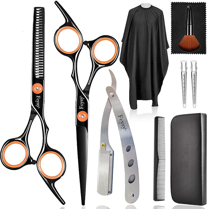 Professional Hair Cutting Scissors Set, Fcysy Hair Scissors Texturizing Shears Kit, Hair Cutting Tools with Barber Supplies, Tijeras para Cortar Cabello Salon Shears for Home Use