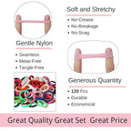LuSeren 120PCS Colorful Hair Ties for Women – Soft Seamless Nylon Ponytail Holders, No Damage Fabric Hair Elastics for Thick Hair & Daily Matching