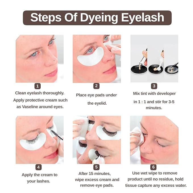 2-In-1 Eyelash & Eyebrow Color Kit, Professional Lash & Brow Color Kit, Eye Brow & Eye Lash Coloring Set DIY Hair Coloring for Salon Home Use 7ml (Black)