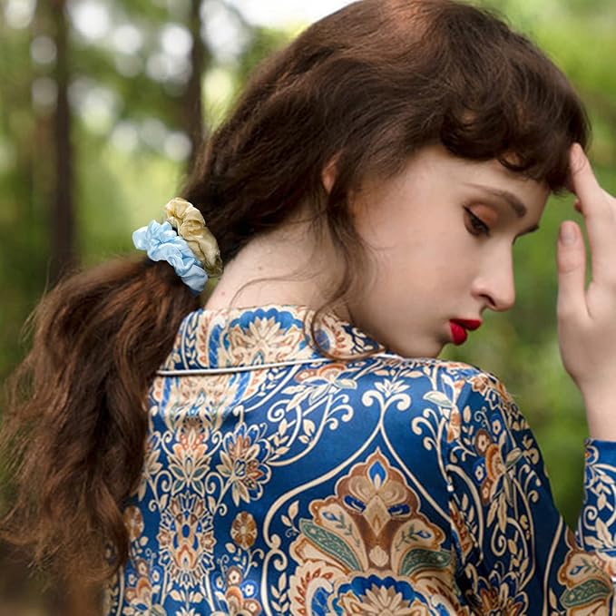 24Pcs Satin Scrunchies, 20 Colors Comfortable Silk Hair Scrunchies Skinny Hair Ties Elastics Ponytail Holders Stocking Stuffers for Women Girls