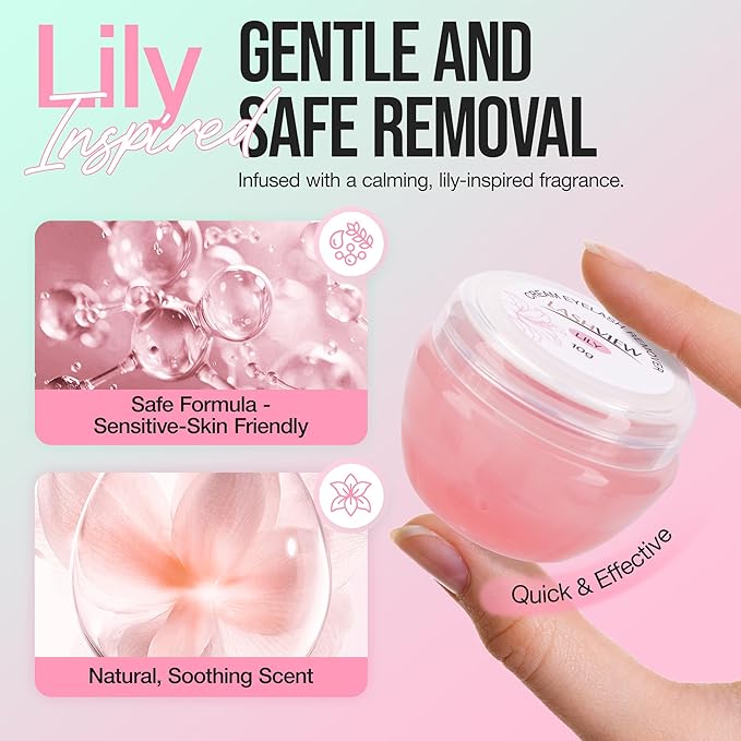 LASHVIEW Eyelash Extension Remover Cream Gentle Lily Formula, Lash Removal Kit with Eye Patches & Cotton Swabs(10g)