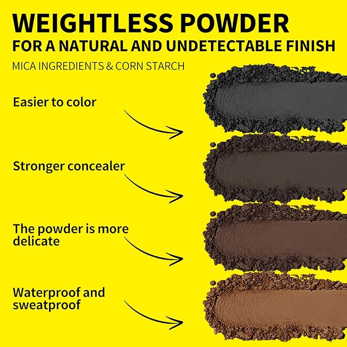 SEVICH Root Touch Up Hair Color Powder with Mirror & Brush – Instant Gray Hair Cover Up, Waterproof Sweatproof Formula, Natural Finish for Hairline & Bald Spot, 48H Long Lasting, Black