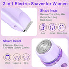 2025 Bikini Trimmer for Women, Cordless& Painless& Waterproof Dual Head Shaver for Women Private Area& Face& Body, 2-in-1 Electric Razors, Bikini Shaver, Hair Trimmer with LCD