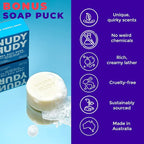 Nudy Rudy Sea Salt Suds 2 Pack, Liquid Body Wash Bundle with Bonus Soap Bar, Aloe Vera and Vitamin E, Moisturizing Shower Gel and Hand Soap for Men and Women 16.9 fl oz and 4.2 oz