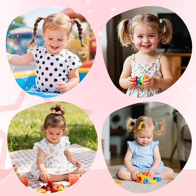 500pcs Baby Hair Ties, Toddler Hair Ties for Girls, Kids Seamless Elastic Hair Bands, 1 Inch No Metal Ponytail Holders, Soft Cotton Hair Accessories, 30 Assorted Colors, Durable & Pain-Free