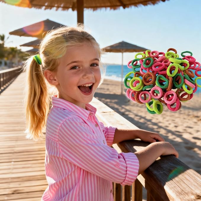 Mini Small Glittering Hair Ties All Hair Types Seamless Glitter Hair Ponies Elastics Ponytail Holders Hair Scrunchies Hair Accessories Baby Girls Kid Children 100 pcs