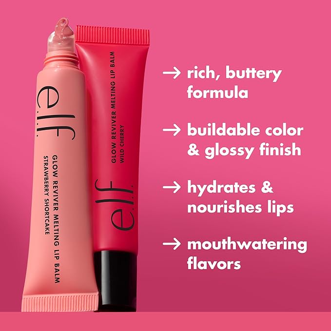 e.l.f. Glow Reviver Melting Lip Balm, Hydrating Tinted Lip Balm For A Glossy Finish & Soft, Supple Lips, Vegan & Cruelty-Free, Cotton Candy Crush