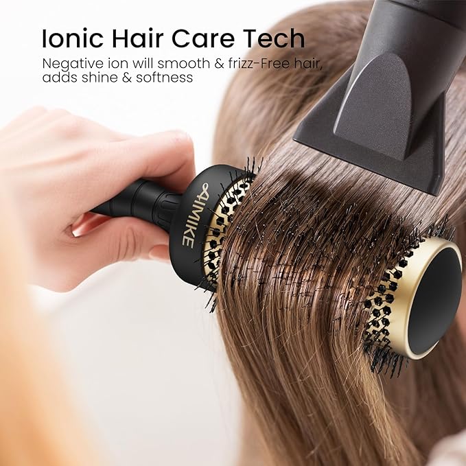 AIMIKE Round Brush for Blow Out, Large Round Hair Brush with Nano Thermal Ceramic Tech, Quick Blow Drying & Styling, Volumizing Blowout Brushes for Women Long Hair, 2.1 in Barrel (Not-electric)