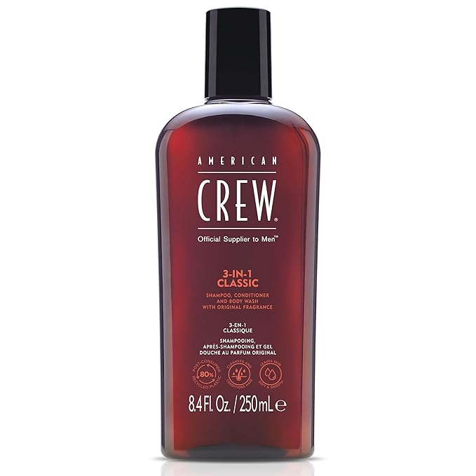 American Crew 3-in-1 Shampoo, Conditioner and Body Wash, Gift for Men, 8.4 fl oz