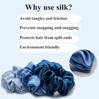 Silk Scrunchies Large (Peacock+Cerulean+Light Blue)