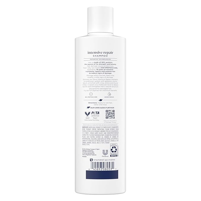 Dove Shampoo 4 count Intensive Repair for Damaged Hair with Bio-Protein Care Technology and Amino Serum 12 Fl Oz
