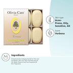 Olivia Care Bath & Body Bar Verbena Soap 4 Pack Gift Box Organic, Vegan & Natural Contains Olive Oil Repairs, Hydrates, Moisturizes & Deep Cleans Good for Sensitive Dry Skin Made in USA
