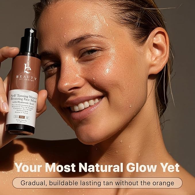 Bronzing Face Tanner Spray Mist, Sunless Face Tanning Water, USA Made with Natural & Organic Ingredients