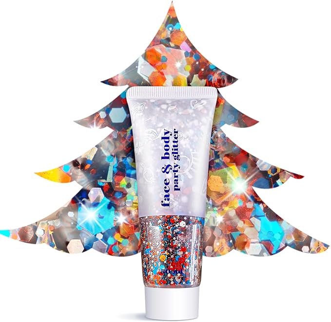 Christmas Body Glitter - Stocking Stuffers, Sequin Face Hair Makeup for Party Rave Festival, Christmas Gifts for Adults (Fourth of July Body Glitter)