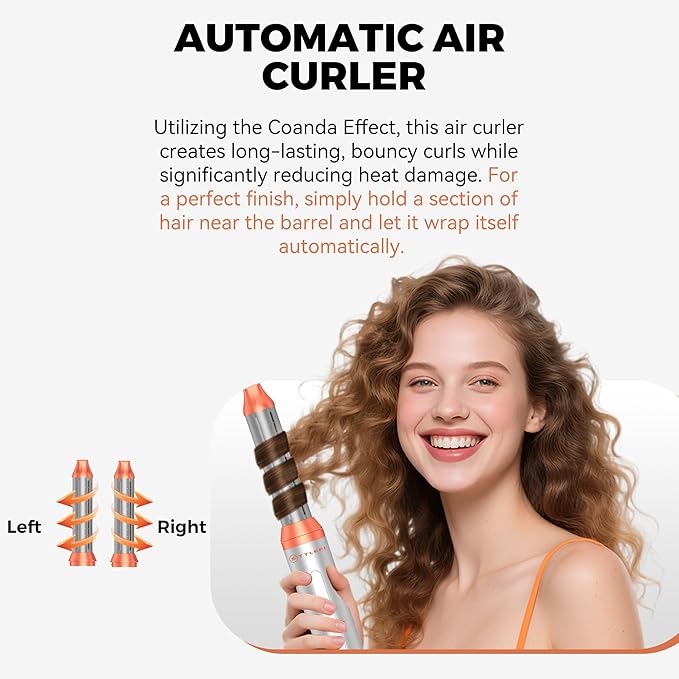 6 in 1 Blow Dryer Brush,110-120V Hair Dryer Brush,110,000 RPM High-Speed,Negative Ion & 4 Adjustable Temp Hot-Air Hair Brush,Detachable Hot Air Styler Set for Women