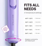 Wavytalk Airflow Styler Curling Iron, Cool Curl, 360° Cool Air Lock in Style for Lasting Curls, Reduces Damage, 2 in 1 Hair Straightener and Curler, 1.25 Inch, Anti-Scald for Short Long Hair, Purple